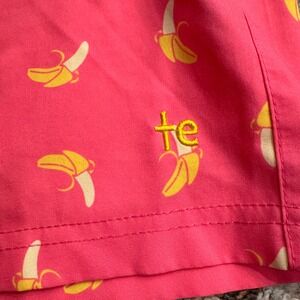 Tipsy Elves Lined Swim‎ Trunks Banana Print Drawstring Waist Shorts, Mens Size S